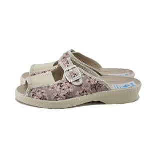 Бежови домашни чехли, текстилна материя - равни обувки за пролетта и лятото N 100025536