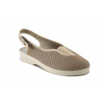 Бежови дамски сандали, текстилна материя - ежедневни обувки за пролетта и лятото N 100025539
