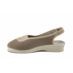 Бежови дамски сандали, текстилна материя - ежедневни обувки за пролетта и лятото N 100025539