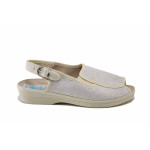 Бежови дамски сандали, текстилна материя - всекидневни обувки за пролетта и лятото N 100025540