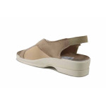 Бежови дамски сандали, текстилна материя - ежедневни обувки за пролетта и лятото N 100025541
