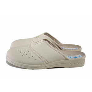 Бежови домашни чехли, здрава еко-кожа - всекидневни обувки за пролетта и лятото N 100025542