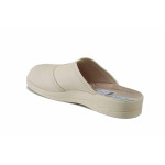 Бежови домашни чехли, здрава еко-кожа - всекидневни обувки за пролетта и лятото N 100025542