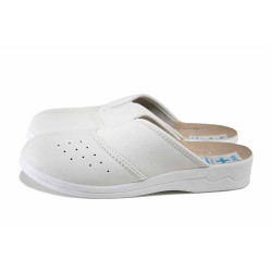 Бели домашни чехли, здрава еко-кожа - ежедневни обувки за пролетта и лятото N 100025543