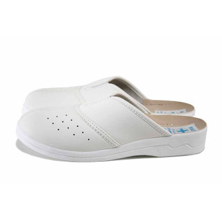 Бели домашни чехли, здрава еко-кожа - ежедневни обувки за пролетта и лятото N 100025543