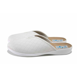 Бели домашни чехли, здрава еко-кожа - всекидневни обувки за пролетта и лятото N 100025544