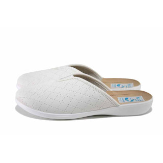 Бели домашни чехли, здрава еко-кожа - всекидневни обувки за пролетта и лятото N 100025544