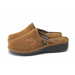 Кафяви домашни чехли, текстилна материя - всекидневни обувки за есента и зимата N 100025789