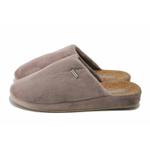 Бежови домашни чехли, текстилна материя - всекидневни обувки за есента и зимата N 100025984
