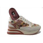 Бежови дамски маратонки, естествена кожа и текстилна материя - спортни обувки за пролетта и лятото N 100025241