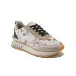 Бежови спортни дамски обувки, здрава еко-кожа - всекидневни обувки за пролетта и лятото N 100025245