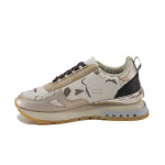 Бежови спортни дамски обувки, здрава еко-кожа - всекидневни обувки за пролетта и лятото N 100025245