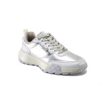 Сребристи спортни дамски обувки, здрава еко-кожа - ежедневни обувки за пролетта и лятото N 100025247