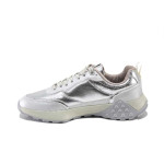Сребристи спортни дамски обувки, здрава еко-кожа - ежедневни обувки за пролетта и лятото N 100025247