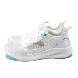 Бели дамски маратонки, текстилна материя - спортни обувки за пролетта и лятото N 100025387