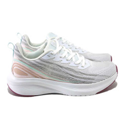 Бели дамски маратонки, текстилна материя - спортни обувки за пролетта и лятото N 100025388