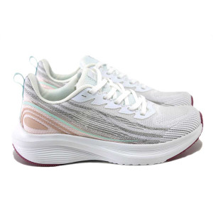 Бели дамски маратонки, текстилна материя - спортни обувки за пролетта и лятото N 100025388