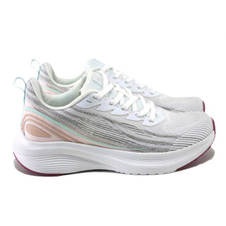 Бели дамски маратонки, текстилна материя - спортни обувки за пролетта и лятото N 100025388