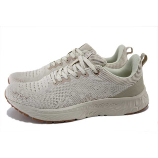 Бежови мъжки маратонки, текстилна материя - ежедневни обувки за пролетта и лятото N 100025397