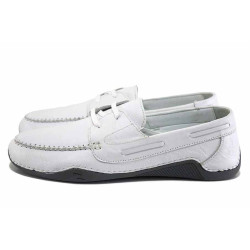 Бели мъжки обувки, естествена кожа - всекидневни обувки за пролетта и лятото N 100025509