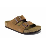 Кафяви мъжки чехли, естествен велур - всекидневни обувки за лятото N 100025555