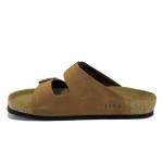 Кафяви мъжки чехли, естествен велур - всекидневни обувки за лятото N 100025555