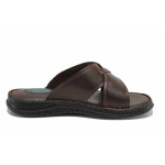 Кафяви мъжки чехли, естествена кожа - ежедневни обувки за лятото N 100025571