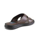 Кафяви мъжки чехли, естествена кожа - ежедневни обувки за лятото N 100025571