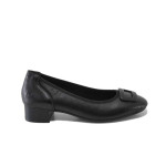 Черни дамски обувки със среден ток, естествена кожа - официални обувки за пролетта и лятото N 100025147