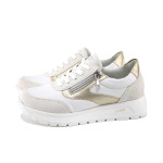 Бели дамски маратонки, здрава еко-кожа - всекидневни обувки за пролетта и лятото N 100025148