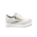 Бели дамски маратонки, здрава еко-кожа - всекидневни обувки за пролетта и лятото N 100025148