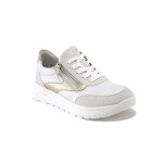 Бели дамски маратонки, здрава еко-кожа - всекидневни обувки за пролетта и лятото N 100025148