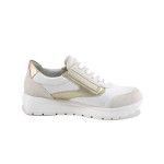 Бели дамски маратонки, здрава еко-кожа - всекидневни обувки за пролетта и лятото N 100025148