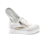 Бели дамски маратонки, здрава еко-кожа - всекидневни обувки за пролетта и лятото N 100025148