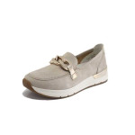 Бежови дамски обувки с равна подметка, естествена кожа - всекидневни обувки за пролетта и лятото N 100025150