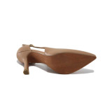 Бежови дамски обувки с висок ток, здрава еко-кожа - официални обувки за пролетта и лятото N 100025151