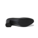 Черни дамски обувки със среден ток, естествена кожа - официални обувки за пролетта и лятото N 100025153