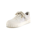 Бежови дамски маратонки, здрава еко-кожа - всекидневни обувки за пролетта и лятото N 100025154