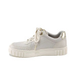 Бежови дамски маратонки, здрава еко-кожа - всекидневни обувки за пролетта и лятото N 100025154