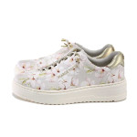 Бежови дамски маратонки, здрава еко-кожа - всекидневни обувки за пролетта и лятото N 100025155