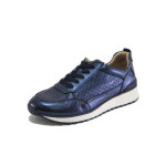 Сини дамски маратонки, естествена кожа - всекидневни обувки за пролетта и лятото N 100025157