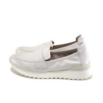 Бежови дамски обувки с равна подметка, естествена кожа - всекидневни обувки за пролетта и лятото N 100025163