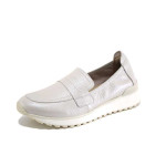 Бежови дамски обувки с равна подметка, естествена кожа - всекидневни обувки за пролетта и лятото N 100025163