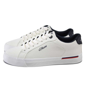 Бели мъжки маратонки, здрава еко-кожа - спортни кецове за пролетта и лятото N 100025166