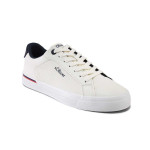 Бели мъжки маратонки, здрава еко-кожа - спортни кецове за пролетта и лятото N 100025166