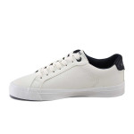 Бели мъжки маратонки, здрава еко-кожа - спортни кецове за пролетта и лятото N 100025166