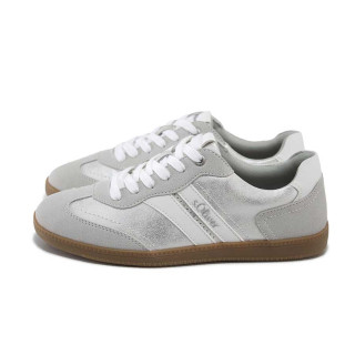 Сребристи спортни дамски обувки, здрава еко-кожа - спортни кецове за пролетта и лятото N 100025167