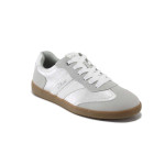 Сребристи спортни дамски обувки, здрава еко-кожа - спортни кецове за пролетта и лятото N 100025167