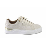 Бежови спортни дамски обувки, здрава еко-кожа - всекидневни обувки за пролетта и лятото N 100025168