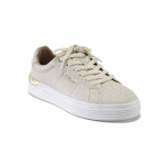 Бежови спортни дамски обувки, здрава еко-кожа - всекидневни обувки за пролетта и лятото N 100025168